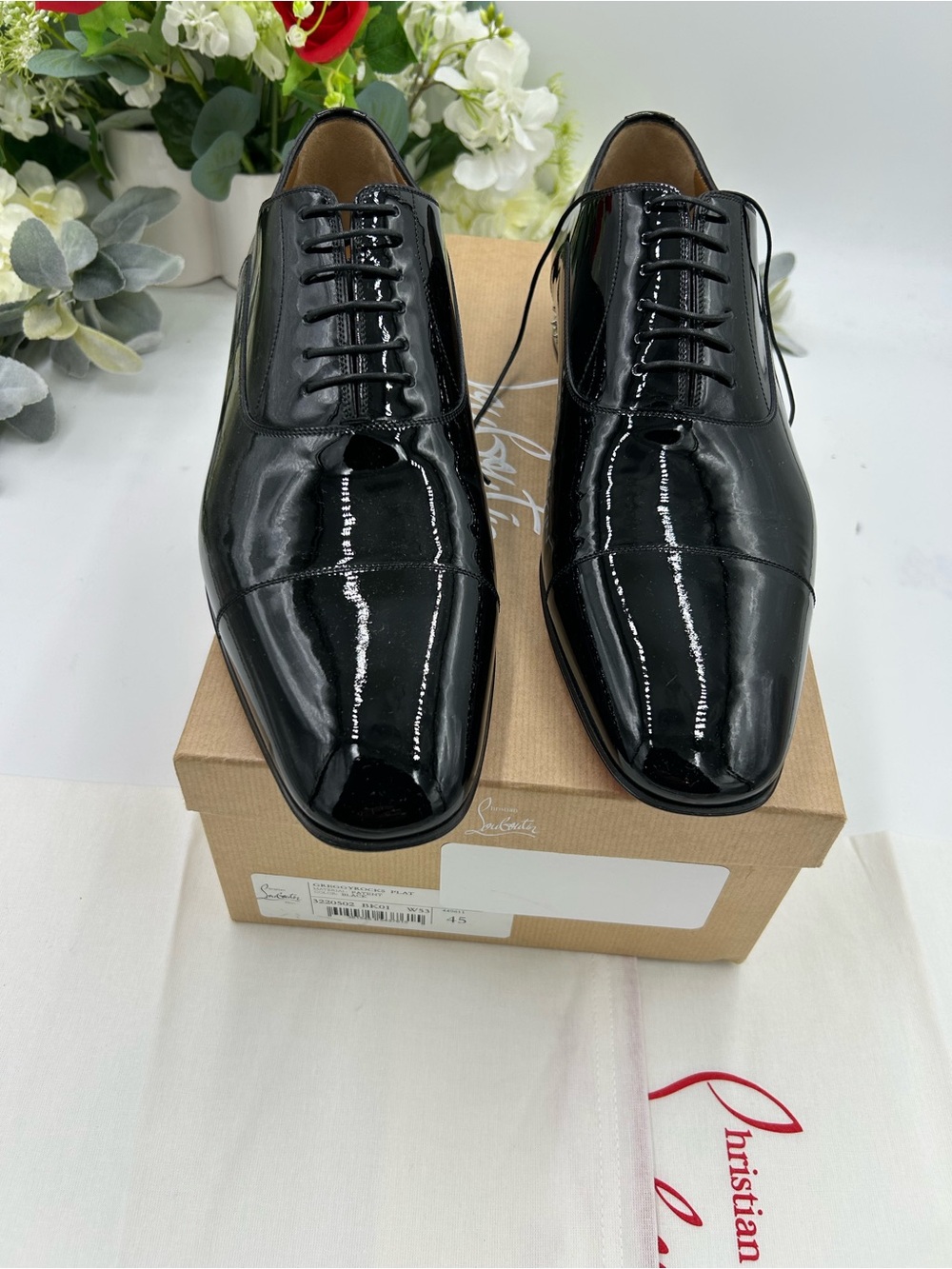 Men's Christian Louboutin GREGGYROCKS patent leather spiked Oxford's size 45 - Picture 4 of 12